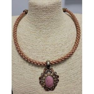 Carolyn Pollack Sterling Radiance Mixed Metal Enhancer With Cord Rhidonite EUC